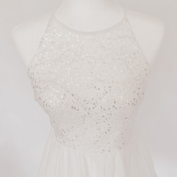 NWT White Mini Dress with Sequined Bodice - Picture 3 of 8